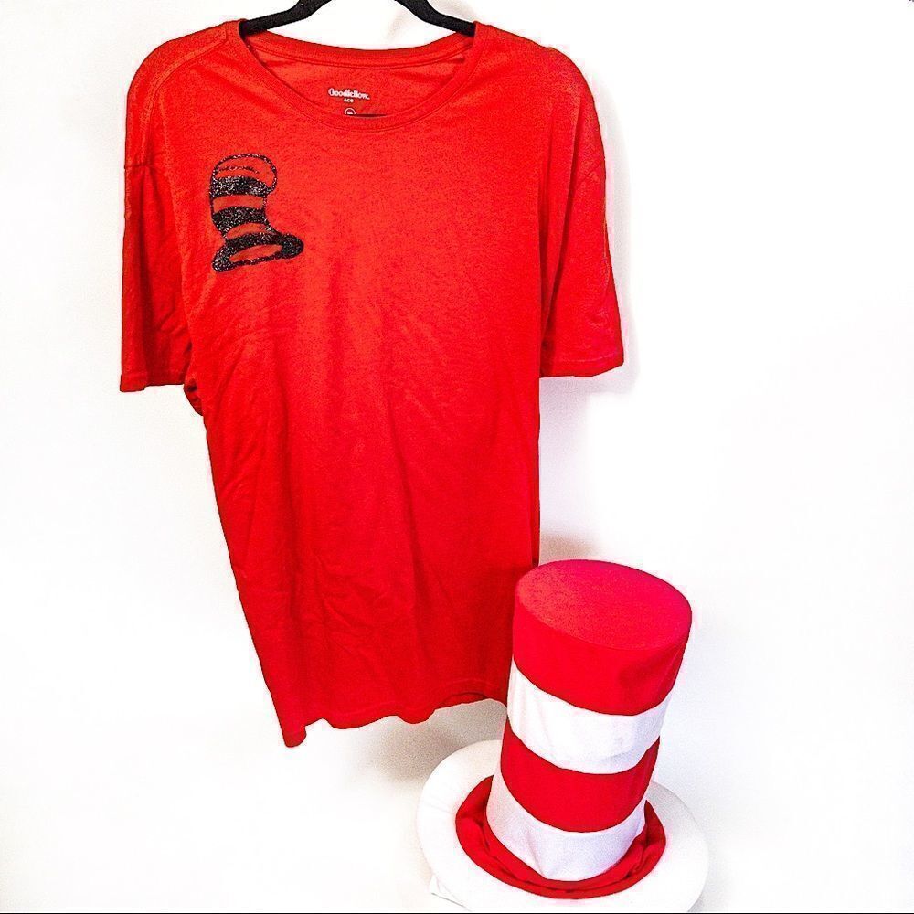 Cat In the Hat Goodfellow T-Shirt Sz 2XL and Costume Hat Dr. Seuss
